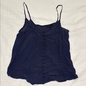 Topshop navy polka top button tank top
